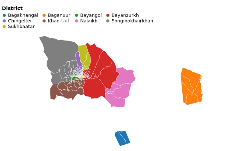 Ulaanbaatar Khoroos: Boundaries and Parent Districts